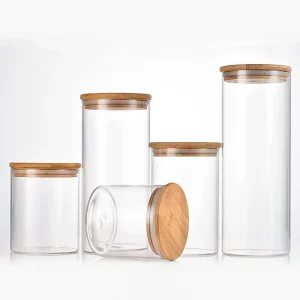 Round High Borosilicate Glass Food Spice Storage Jar with Moisture-Proof Sealed Lid