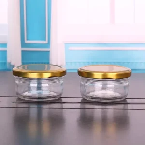 Round Mini Glass Jam, Honey and Caviar Jars 2oz 60ml with Lids