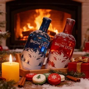 Round Red and Blue 500ml 700ml 750ml Printed Whisky Vodka Spirit Liquor Gin Glass Bottle
