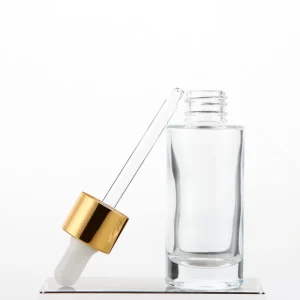 Round Shape 30ml Thick Bottom Clear Empty Glass Serum Dropper Bottle for Beauty Cosmetic Packaging