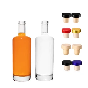 Round Shape 375ml 500ml 700ml 750ml Extra Flint Glass Bottle Oxygen Liquor Spirits Glass Bottle for Gin Rum Whiskey