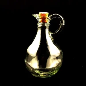 Round Sustainable Glass Cooking Oil Jar with Cork 300ml or 10.5OZ Kitchen Storage Bottle