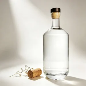 Round Thick-Base Clear Glass Bottle 750 ml for Whisky, Vodka, Liquor, Brandy, Tequila, and Gin