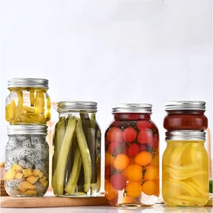 Round Transparent Glass Storage Jars for Honey and Jam