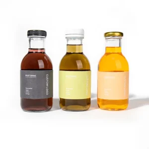 Round Transparent Milk Orange Juice Beverage Glass Bottle 500ml With Screw Mental Plastic Lid