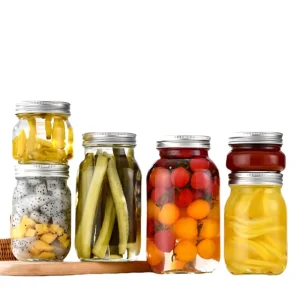 Round Wide Mouth Airtight Glass Mason Jar with Split Tops Lid for Kitchen Canning Honey Food Storage Modern