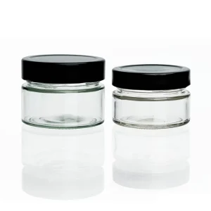 Round Wide-Mouth Clear Glass Canning Storage Jars with Metal Lids