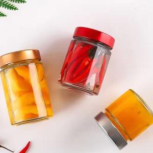 Round Wide Mouth Empty Clear Glass Canning Jars for Storage with Metal Lid
