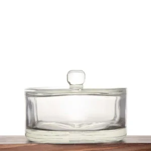 Rounded Square Glass Candle Jar with Glass Lid