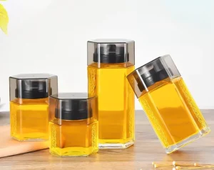 Royal Jelly Bird’s Nest Jam Honey Glass Bottle, Thickened Flat Square, 1 Catty 2 Catty, Sealed Empty