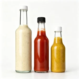 Rustproof Lid Matching Ketchup Glass Bottle Air Tight Glass Sauce Container