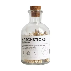 Safety Matchsticks Long Wood Matches Glass Storage Jar with Cork