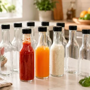 Sauce bottle packaging woozy glass bottle jar 12oz 5oz Hot Sauce Woozy Glass Bottles
