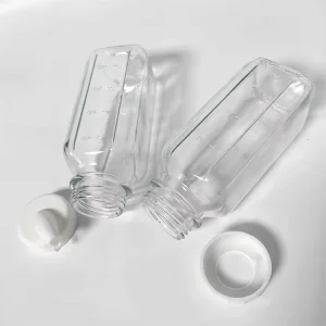 Scale Mark Glass Water Bottle with Silicone Dispenser Cap for Fruit Juice and Milk