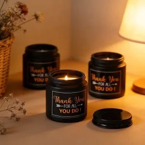 Scented Candle Soy Wax 100g Aromatherapy Black Amber Frosted Glass Jar Metal Lid Smokeless Long Burning Eco Christmas Easter