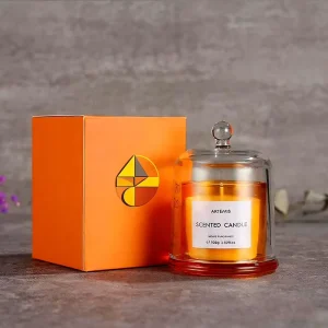 Scented Candle with Crystal Fragrance Oils Aromatherapy Glass Dome Cloche Bell Jar Gift Box
