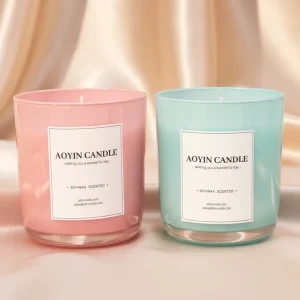Scented Soy Candle Gift Set with Custom Labels Glass Jar with Wooden Lid