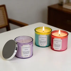 Scented Soy Wax Candle Gift Set, Frosted Matte Glass Jar, 3-Wick Pillar Candle