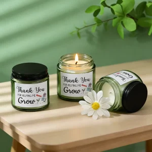 Scented Soy Wax Candle with Green Glass Jar and Black Lid Handmade Aromatherapy Home Fragrance