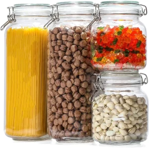 Sealed Glass Jar with Lid for Storing Cereal, Pasta, Sugar, Beans, and Spices