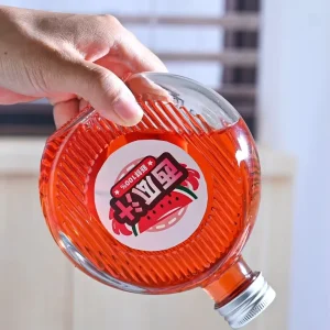 Sealed Transparent Glass Wine Bottle for Fruit Juice and Liquor Storage