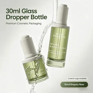 Serum Glass Push Press Dropper Bottle 30ml Empty Cosmetic Essential Oil Bottle One Stop Custom OEM ODM Matte Frosted Custom Logo