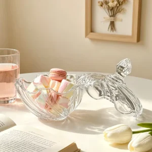 Set of 2 Embossed Lead-Free Glass Sugar and Candy Storage Jars with Diamond and Ribbed Designs
