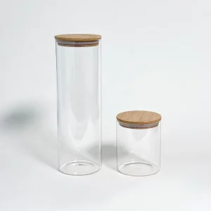 Set of 6 Custom-Size Glass Dry Storage Canisters with Lids