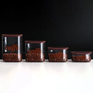 Set of Square Airtight Stackable Glass Storage Jars with Transparent Lids, Custom-Made in Our Factory