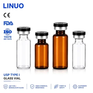 Shandong LINUO 10ml Usp Type1 Medicine Glass Vial with Aluminum Seal Common Use 2ml Hplc 9425 Glass Vial with Closures