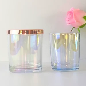 Shiny Iridescent Glass Candle Jars