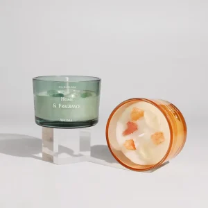 Short Wide Tinted Clear Glass Candle Jars Light Green Pink Low Profile Glass Vessels Crystal Scented Soy Candles