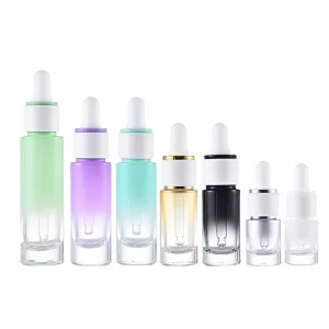 Silver Vein Patent 5-30ml Cylindrical Glass Essential Oil Bottle Color Gradient Double-Layer Ring Thick-Bottom Dropper Screen