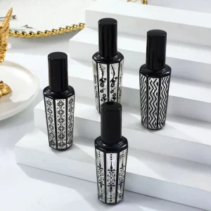 Six-Sided Electroplated UV Glass Perfume Bottle with Electroplated Aluminum Refillable Spray Bottle