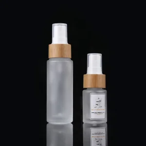 Skincare Packaging Bamboo Spray Bottle Frosted Glass