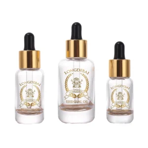 Skincare Packaging Set 10ml 15ml 30ml Flat Rectangular Glass Dropper Bottles for Essential Oil and Serum