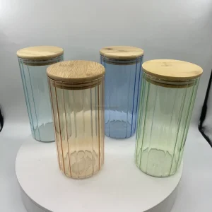 Sky Blue Orange Blue and Green High Borosilicate Glass Storage Jars