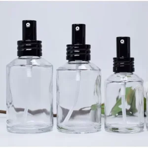 Slanted Shoulder Glass Spray Bottles 30ml 50ml 100ml Brown Green Blue Black Clear Refillable Cosmetic Containers