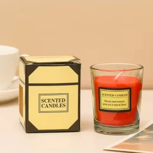 Slow Burning Clean Wax Candle in Elegant Glass Container Emitting Gentle Natural Scents for Relaxation Stress Relief