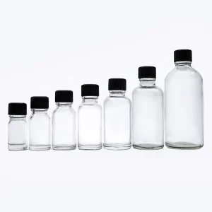 Small Capacity Black Cap Clear Glass Dropper Bottles Narrow Mouth for Essential Oil Cosmetic Reagents