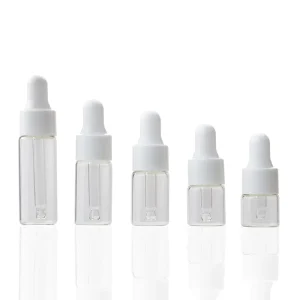 Small Clear Frosted Glass Dropper Bottle 1ml 2ml 3ml 4ml 5ml for Essential Oil and Serum Samples