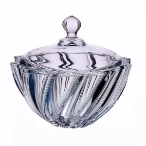 Small Clear Soda-Lime Glass Sugar and Candy Jar with Lid and Gift Box