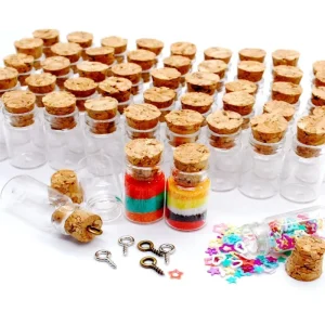 Small Glass Drift Wishing Bottles with Cork Lid, Clear or Amber, 4-25ml, Machine-Made for Craft Use