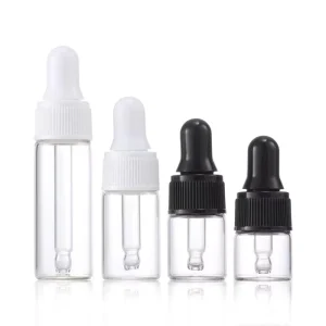 Small Glass Dropper Bottle, 1ml 2ml 3ml 4ml 5ml, for Essential Oil and Serum, Frosted Finish