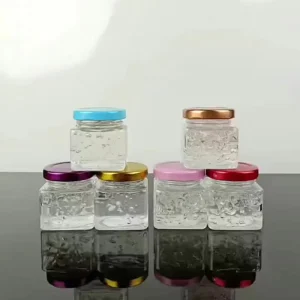 Small Size 80ml Square Shape Caviar Transparent Glass Jam Pickles Bottle Empty with Metal Lid