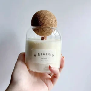 Small Tealight Double-Wall Glass Candle Jar with Wooden Lid