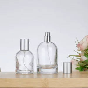 Small Transparent Round Glass Mist Spray Bottles 30ml 50ml 100ml with Pump Cap