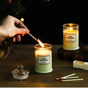 Small clear Customizable Glass Candle Jar with Lid for Scented Luxury Glass Candle Jar