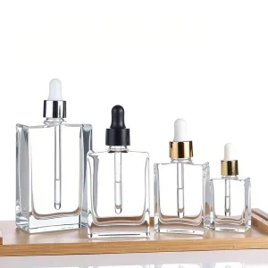 Solent Custom Transparent Glass Dropper 5ml 10ml 15ml 20ml 30ml 50ml 100ml Empty Cosmetic Bottles for Skin Care Sample Bottles