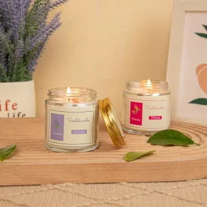 Soy Wax Scented Aromatherapy Candle with Transparent Glass Jar